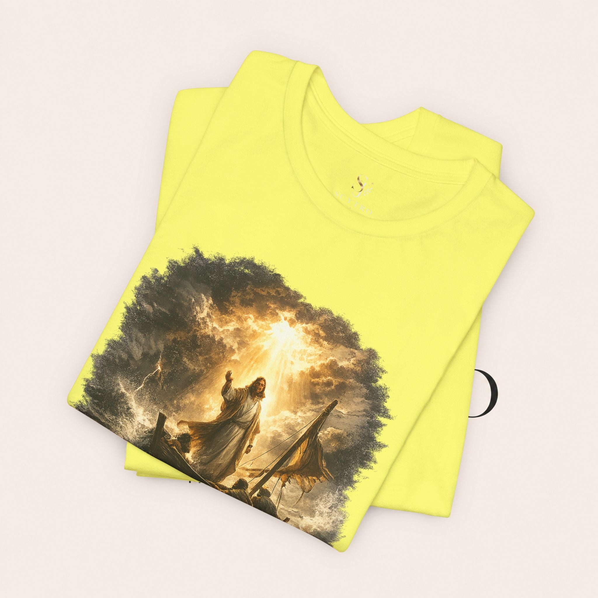 Peace Speaks Louder Christian T‑Shirt — Jesus Calming the Storm Faith Tee