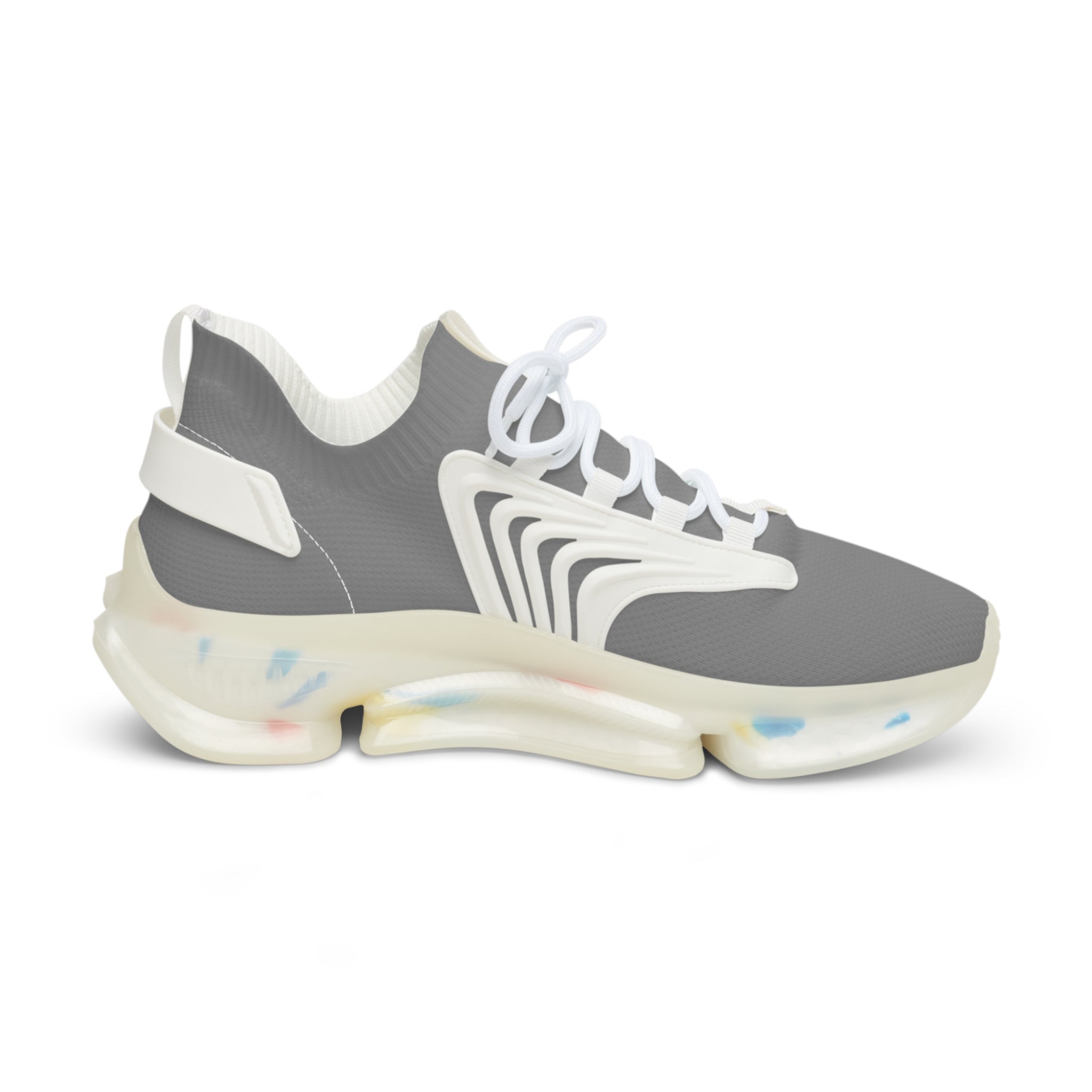Men's Grey Mesh Sneakers — Lightweight Athletic Running Shoes with Cushioned Speckled Sole