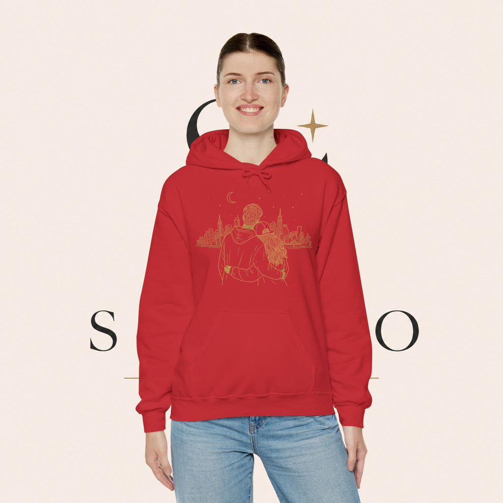 Couple Silhouette Hoodie – Romantic Cityscape 'Together' Pullover
