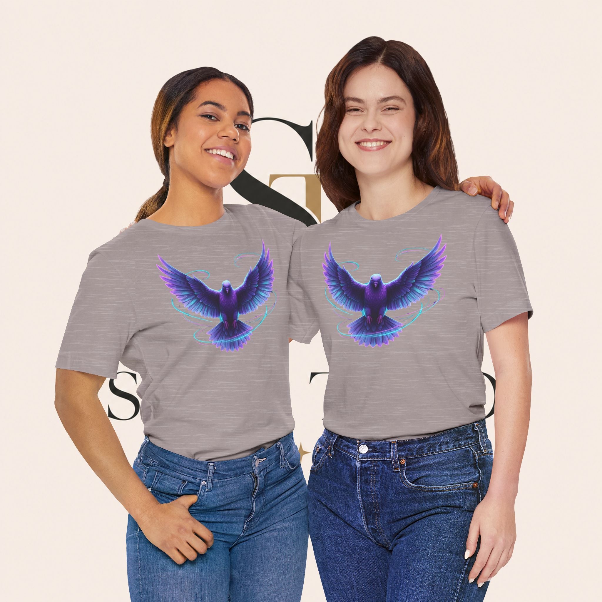 Mystic Raven Tee — Purple Glowing Dove Graphic T-Shirt
