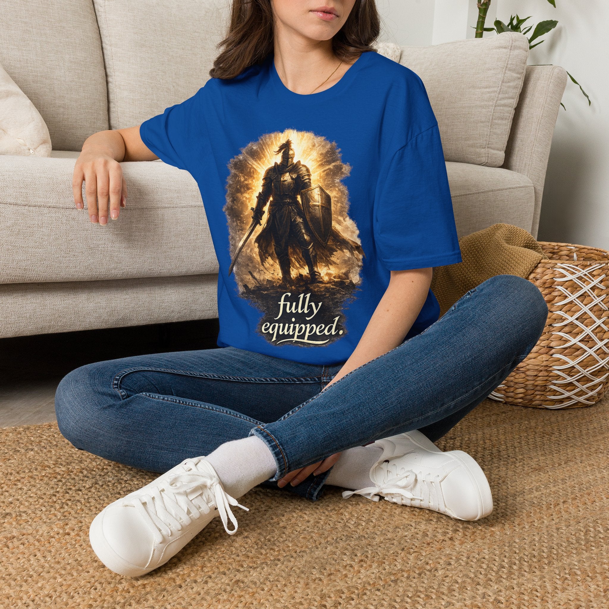 Knight Graphic T-Shirt — 'Fully Equipped' Medieval Armor Gamer Tee