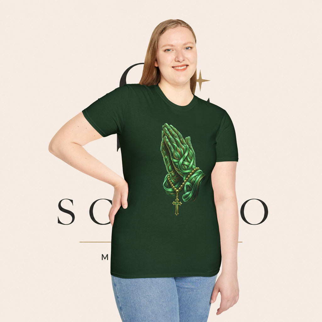 Praying Hands T‑Shirt — Green Vines Prayer Hands Graphic Tee