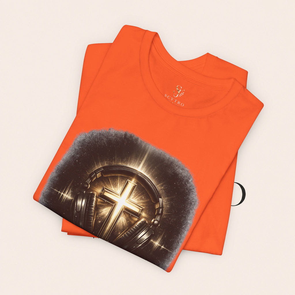 Youth Christian T‑Shirt - "Heaven Sounds Better" Cross Headphones Graphic Tee