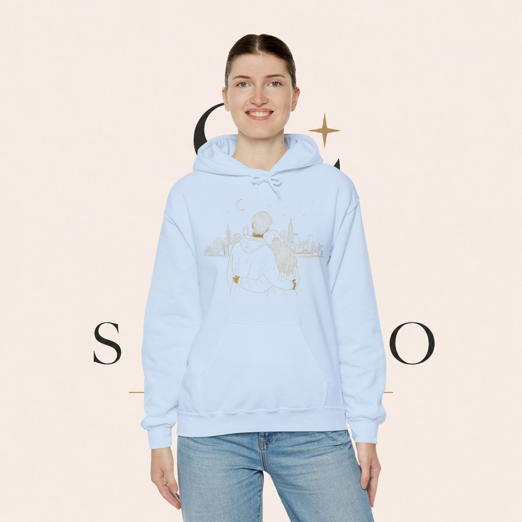 Couple Silhouette Hoodie – Romantic Cityscape 'Together' Pullover