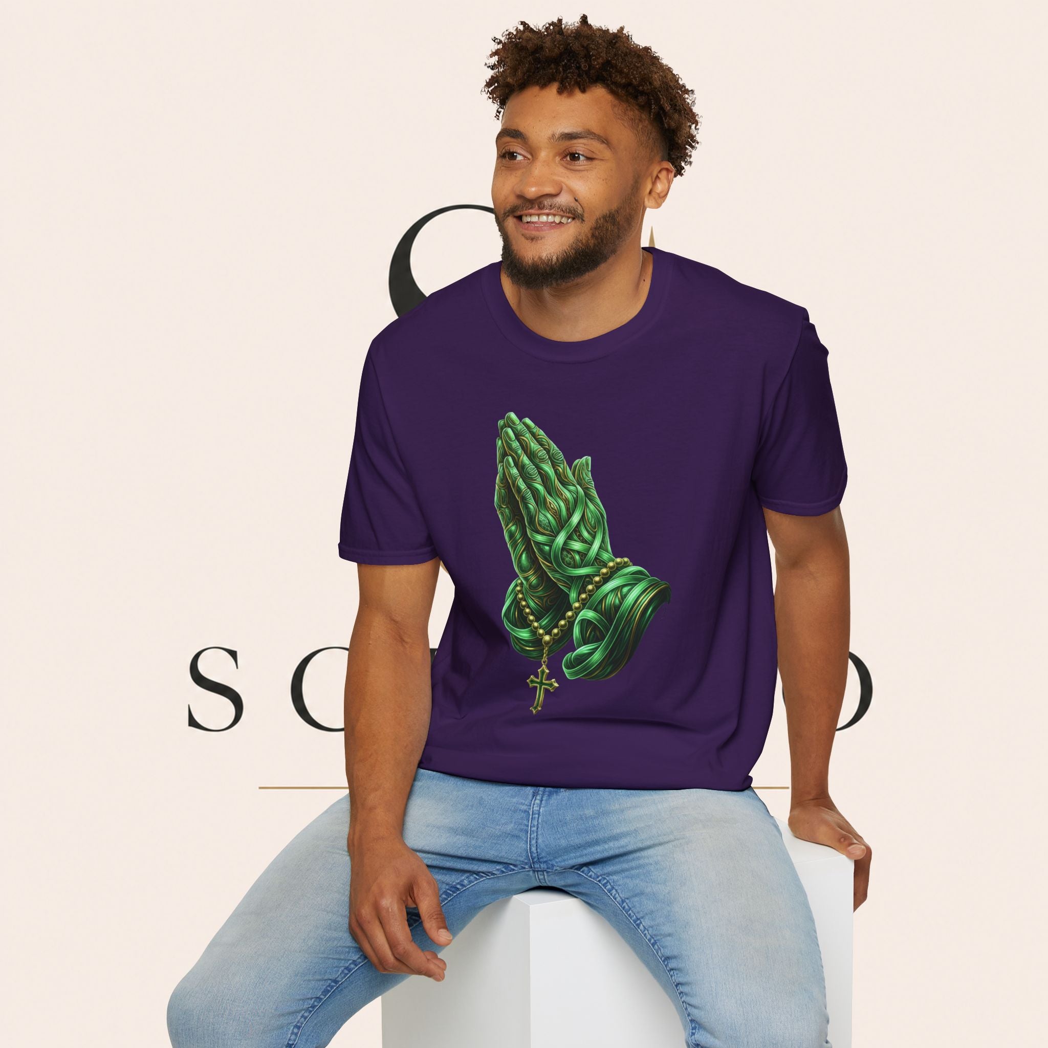 Praying Hands T‑Shirt — Green Vines Prayer Hands Graphic Tee