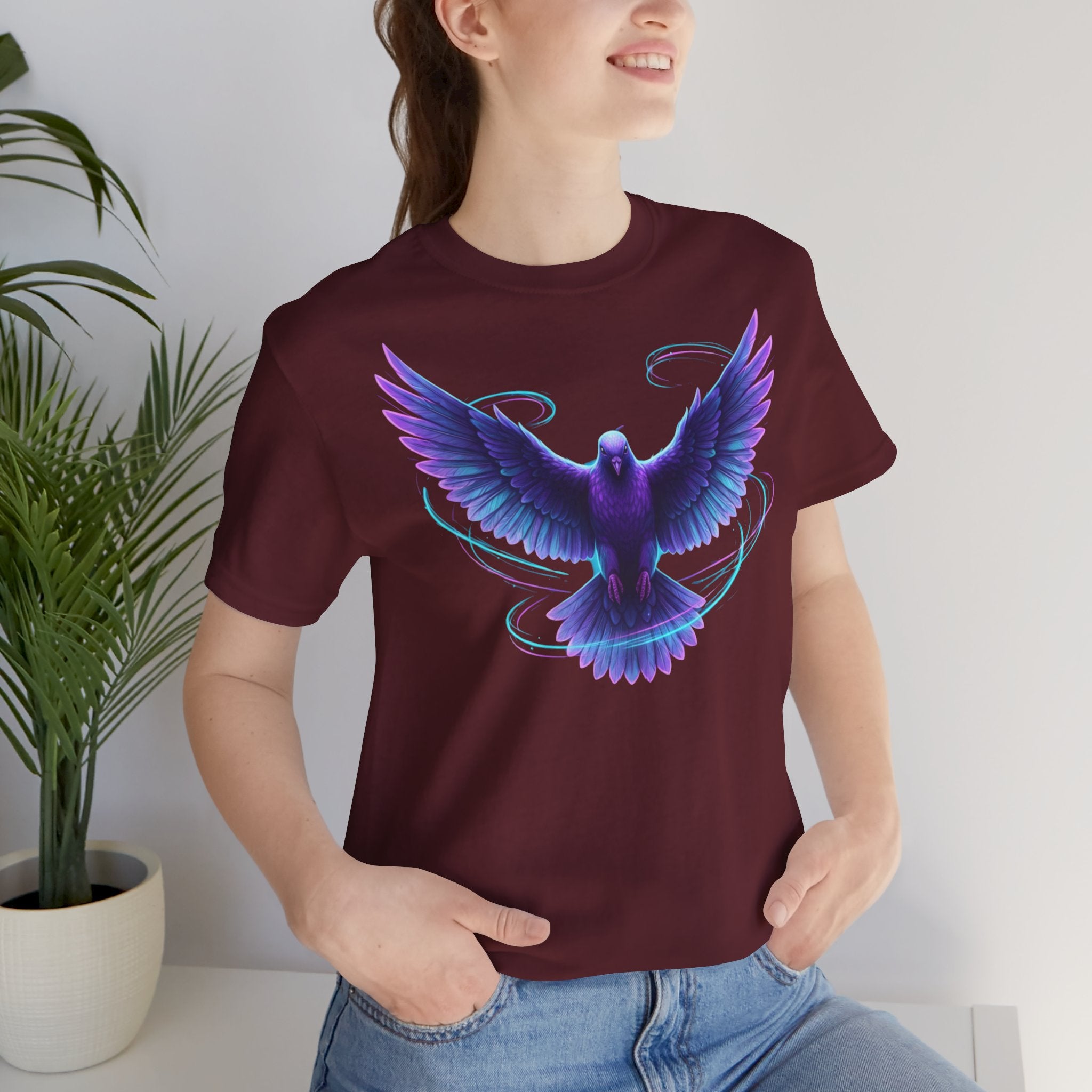 Mystic Raven Tee — Purple Glowing Dove Graphic T-Shirt