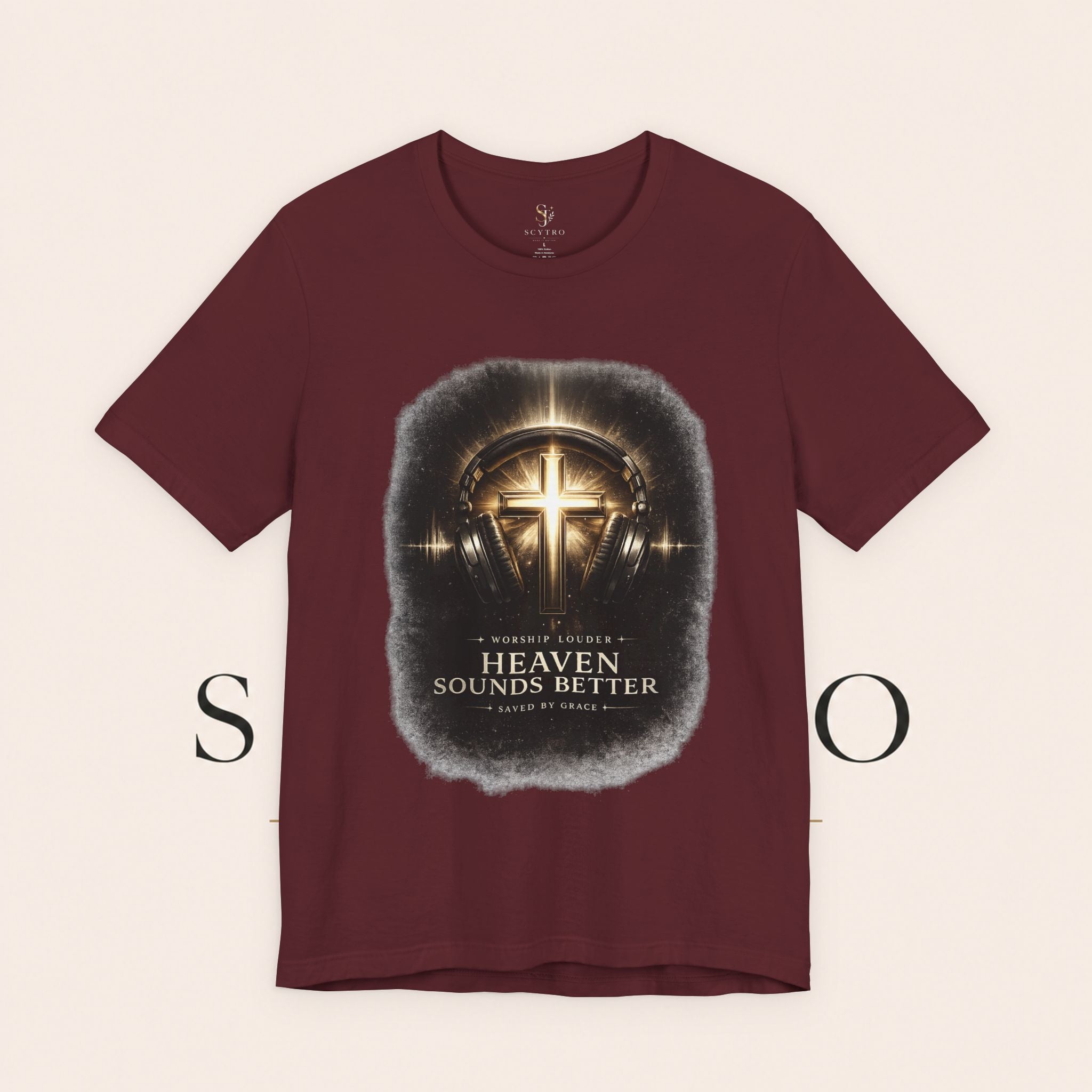 Youth Christian T‑Shirt - "Heaven Sounds Better" Cross Headphones Graphic Tee