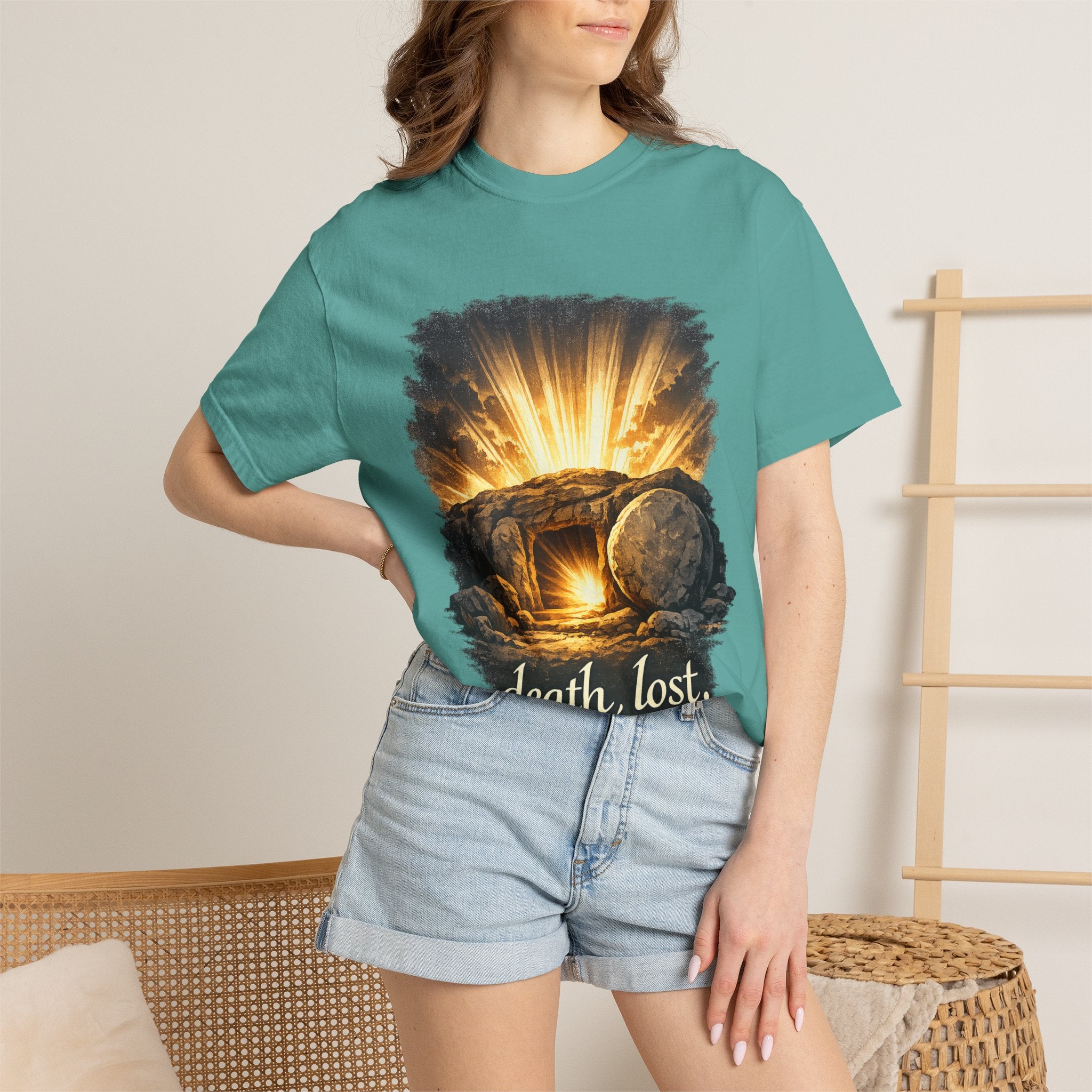 T-Shirt — Sunrise Tomb Graphic ‘death, lost.’ Memorial Tee