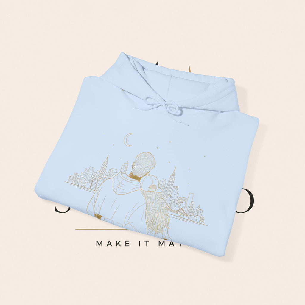 Couple Silhouette Hoodie – Romantic Cityscape 'Together' Pullover