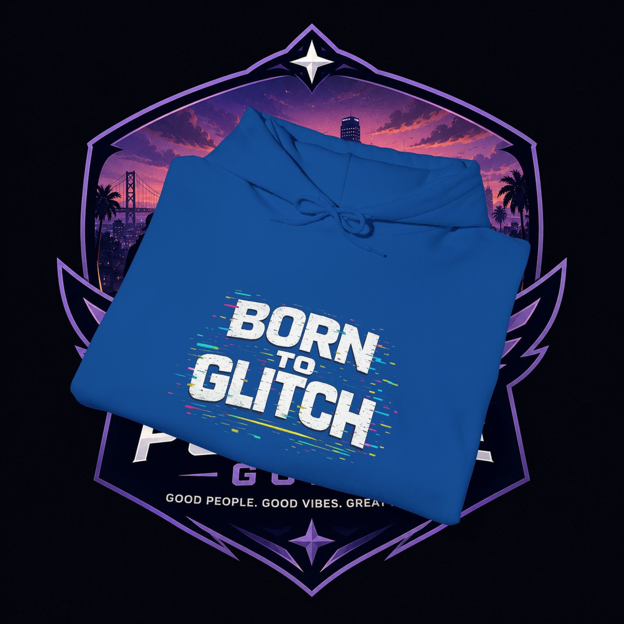 Born Glitch Hoodie — Retro Cyberpunk Vaporwave Graphic Sweatshirt