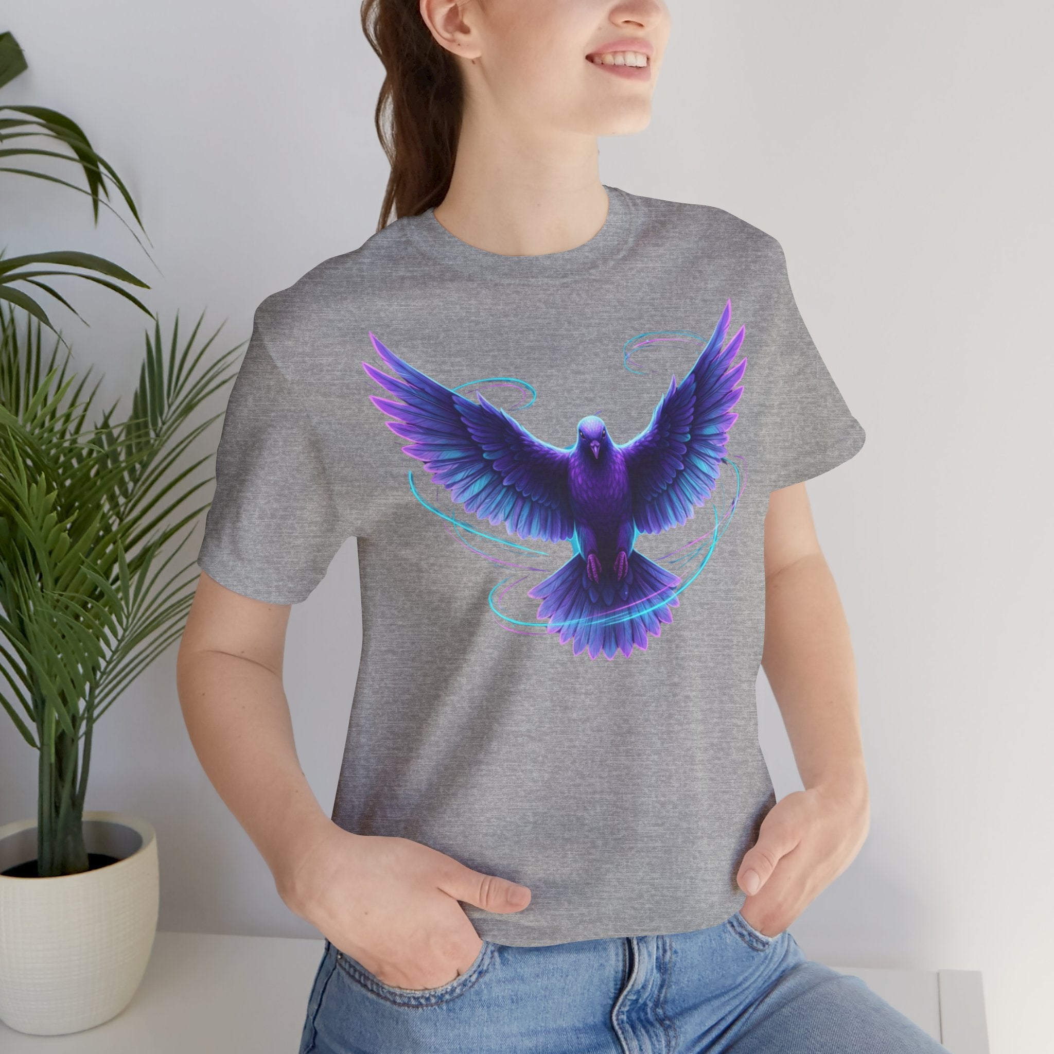 Mystic Raven Tee — Purple Glowing Dove Graphic T-Shirt