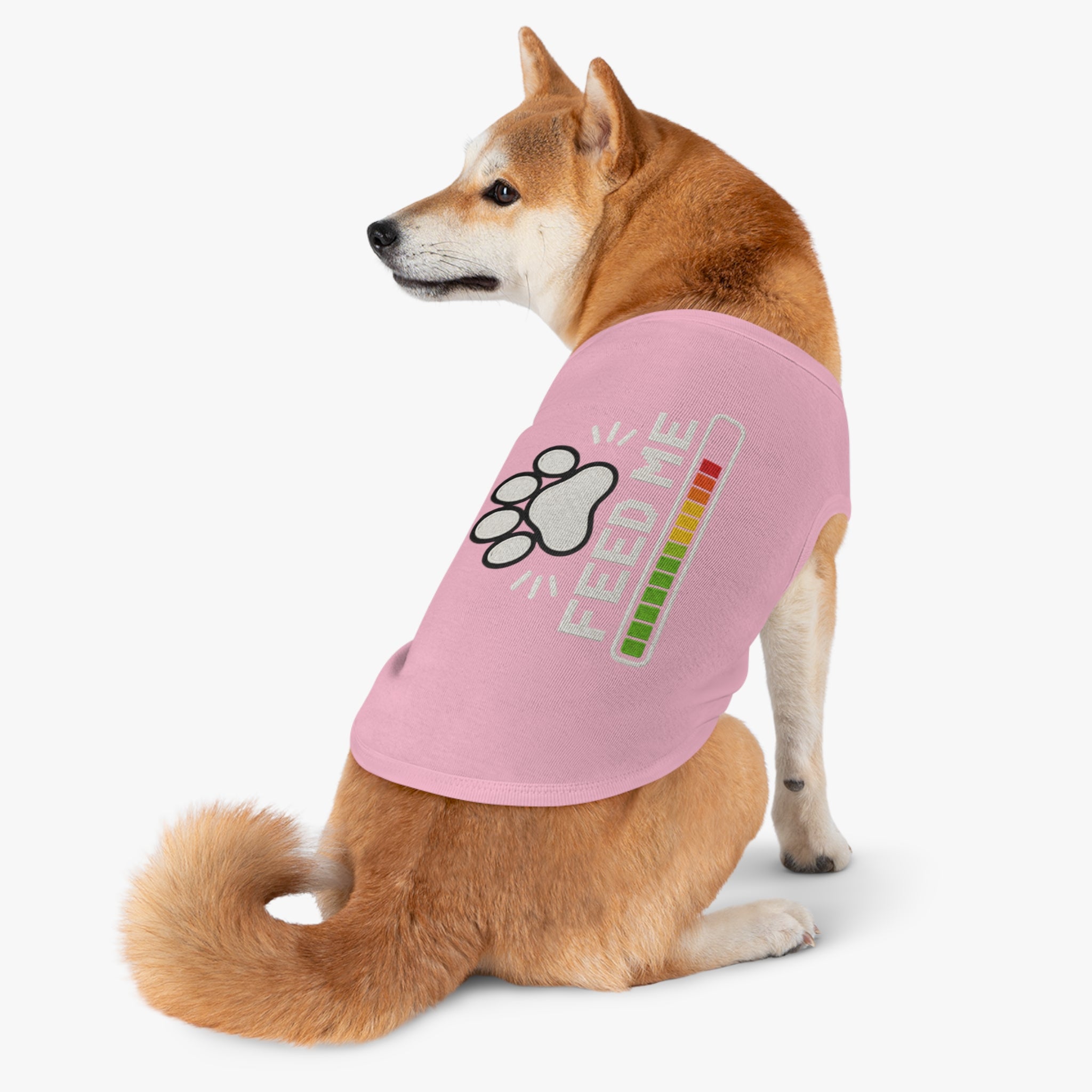 PG Pet Tank Top - "Feed Me" Paw Print Hunger Meter Dog & Cat Shirt