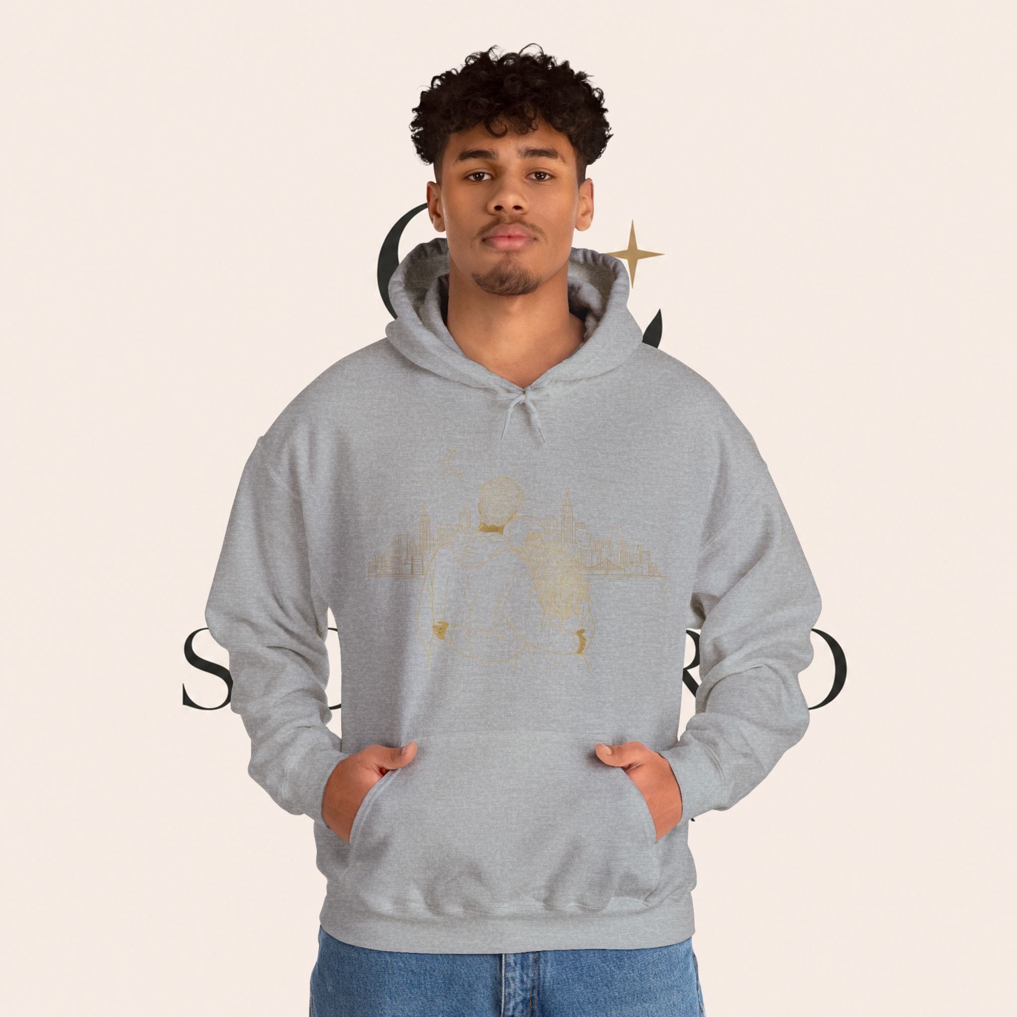 Couple Silhouette Hoodie – Romantic Cityscape 'Together' Pullover
