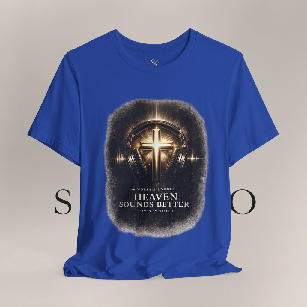 Youth Christian T‑Shirt - "Heaven Sounds Better" Cross Headphones Graphic Tee