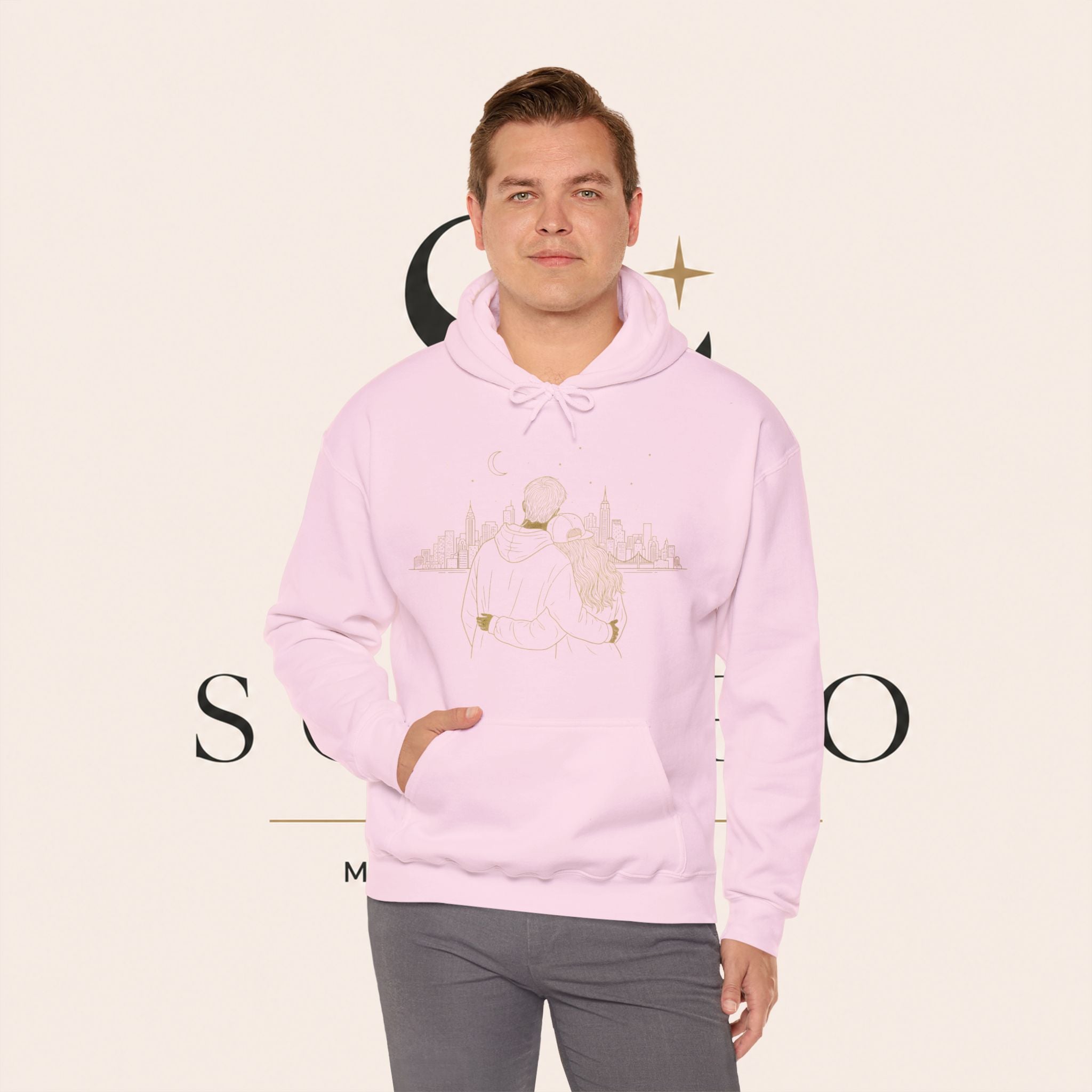 Couple Silhouette Hoodie – Romantic Cityscape 'Together' Pullover