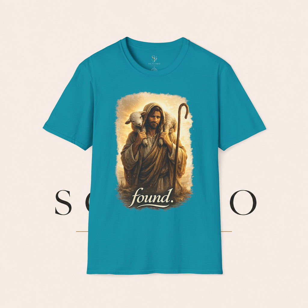 Jesus the Good Shepherd T-Shirt — 'Found.' Christian Faith Tee