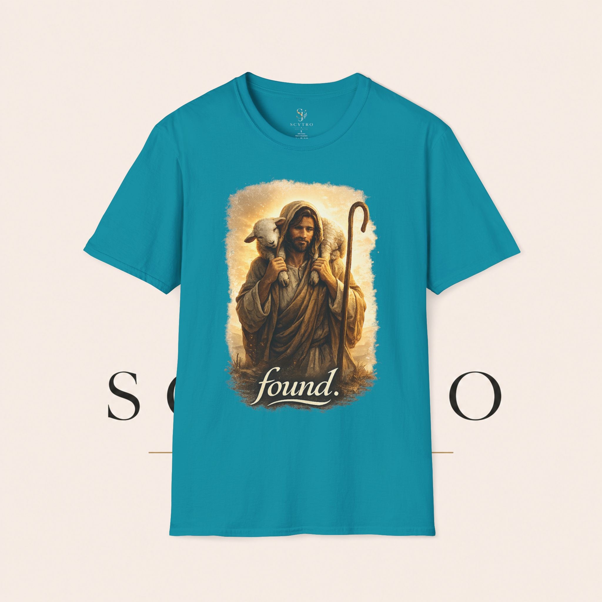 Jesus the Good Shepherd T-Shirt — 'Found.' Christian Faith Tee