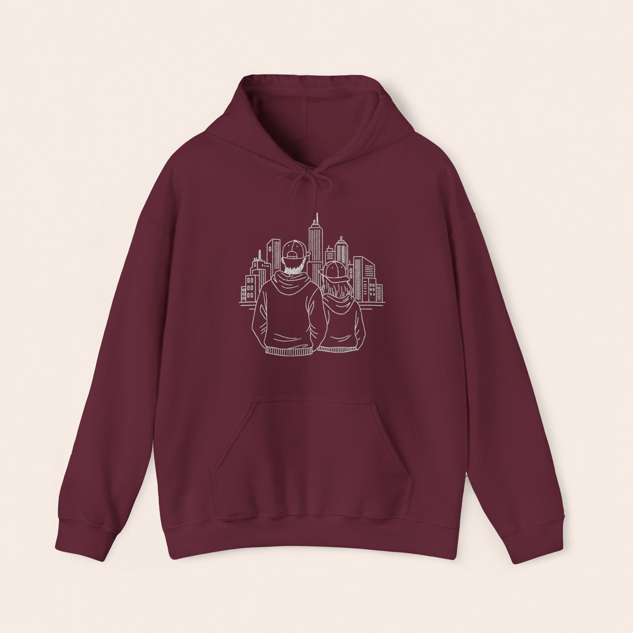 City Couples Hoodie — Matching Skyline Couple Sweatshirt