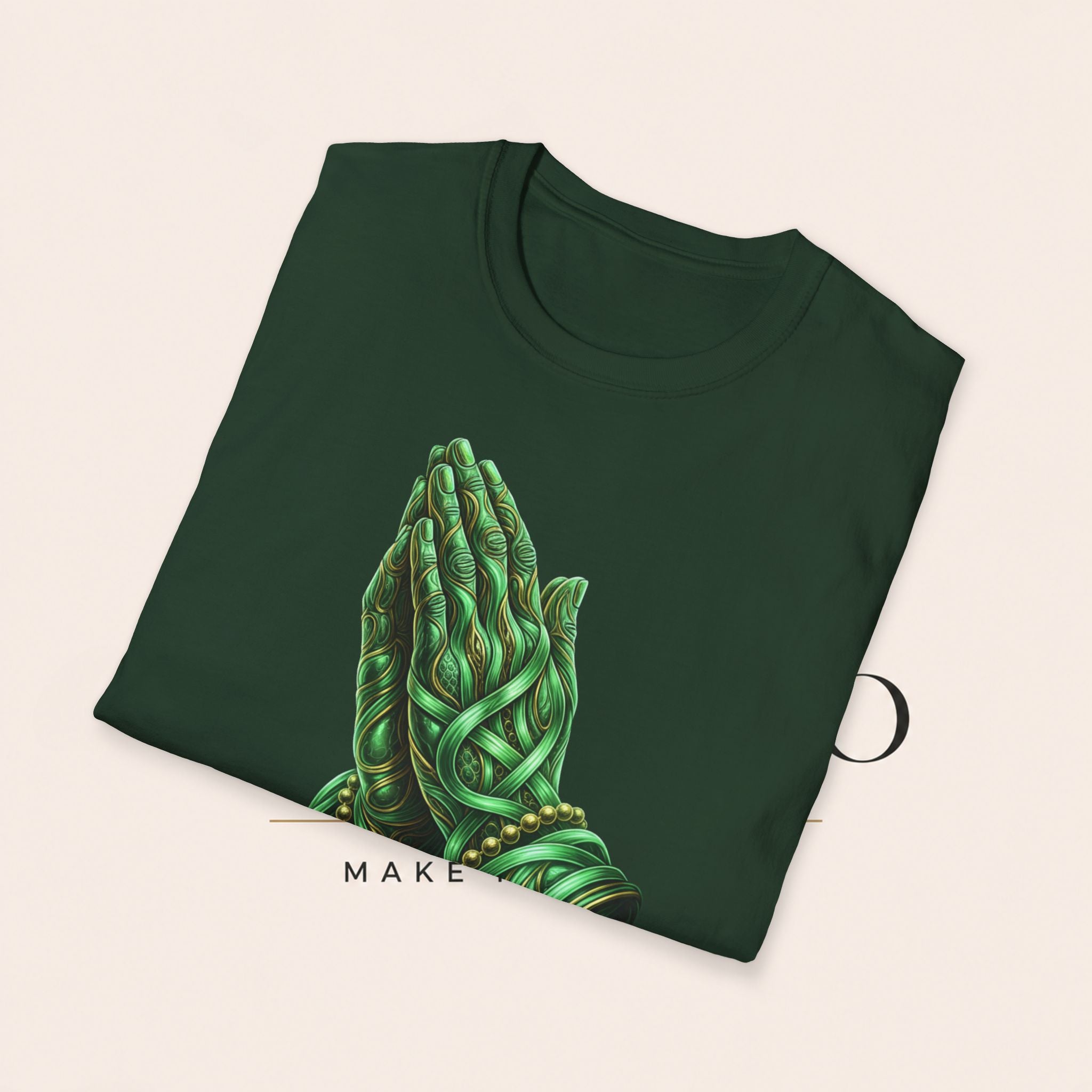 Praying Hands T‑Shirt — Green Vines Prayer Hands Graphic Tee