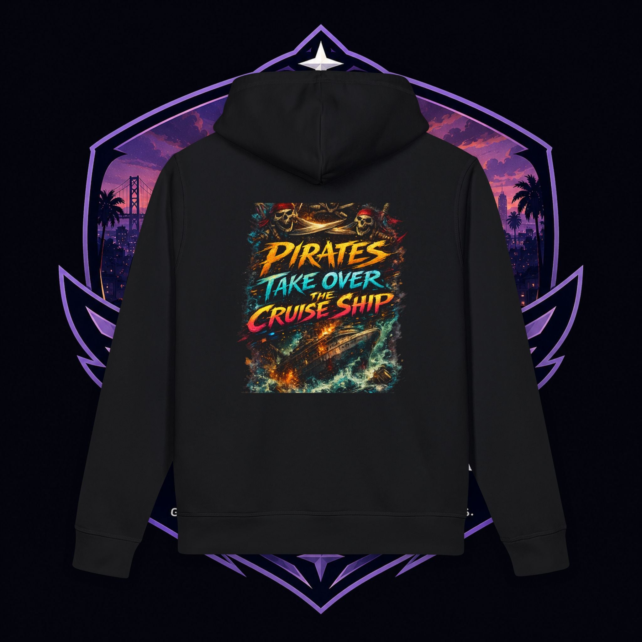PG GIANINA Pirates Take Over Cruise Ship Hoodie — Graphic Pirate Design Sweatshirt