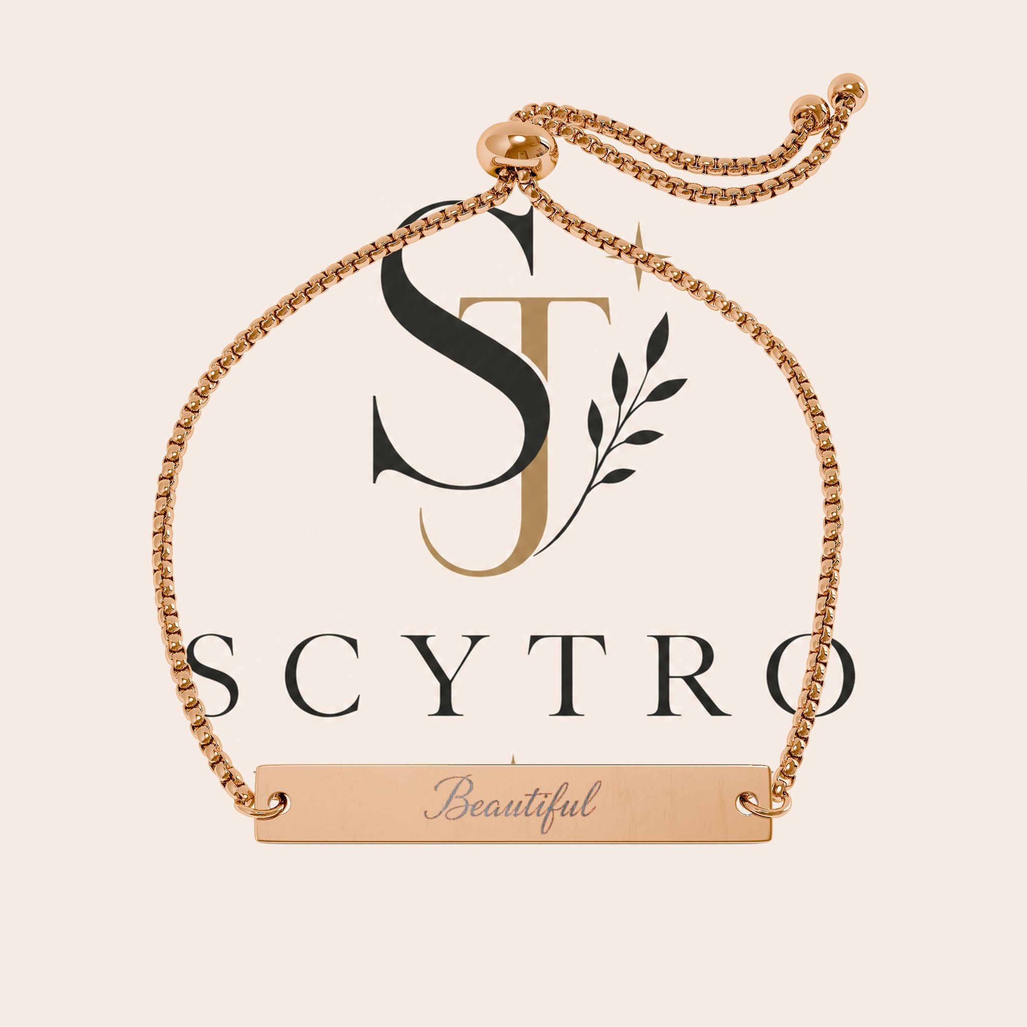 Engravable Flat Bar Bracelet — Adjustable Personalized Name Plate