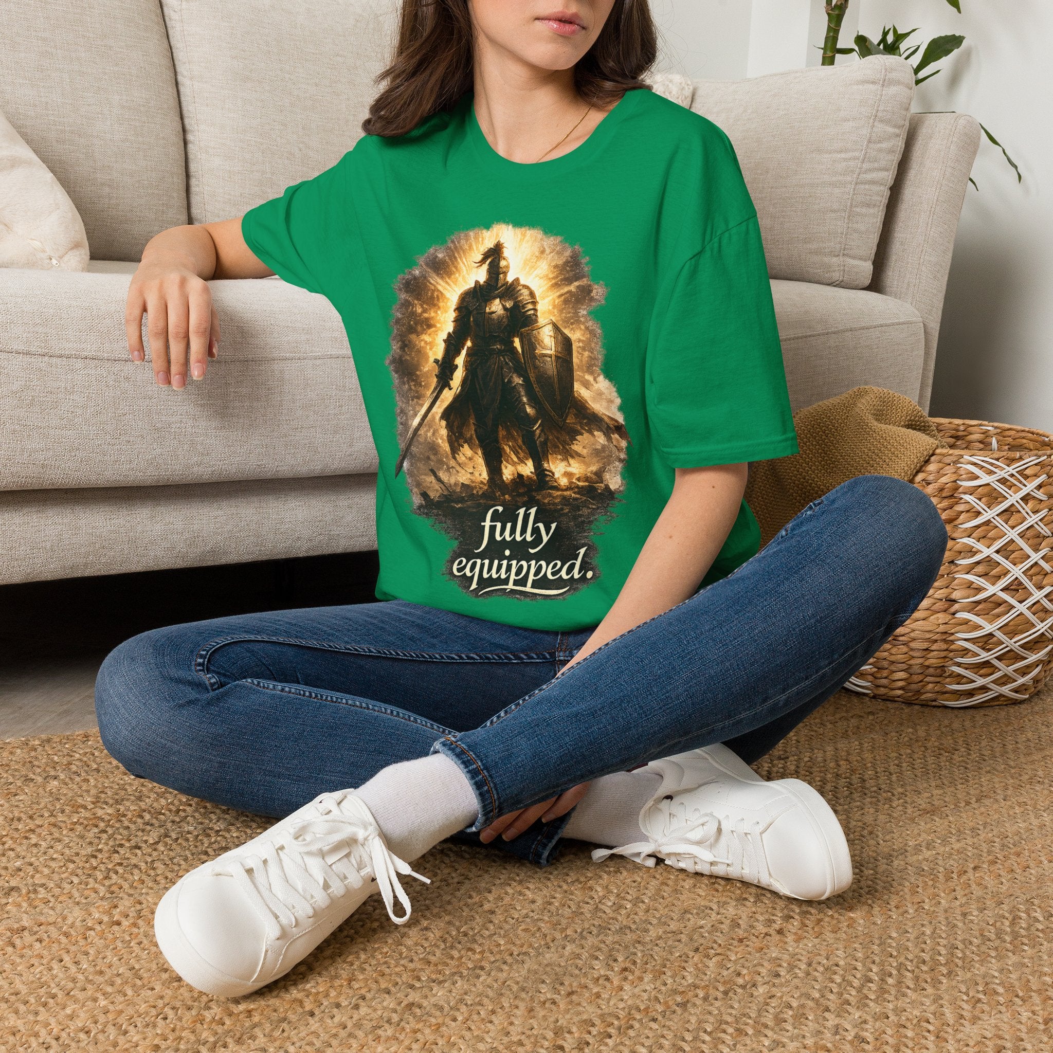 Knight Graphic T-Shirt — 'Fully Equipped' Medieval Armor Gamer Tee