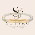 Engraved Natural Stone Bar Bracelet — Personalized Stretch Beaded Bracelet