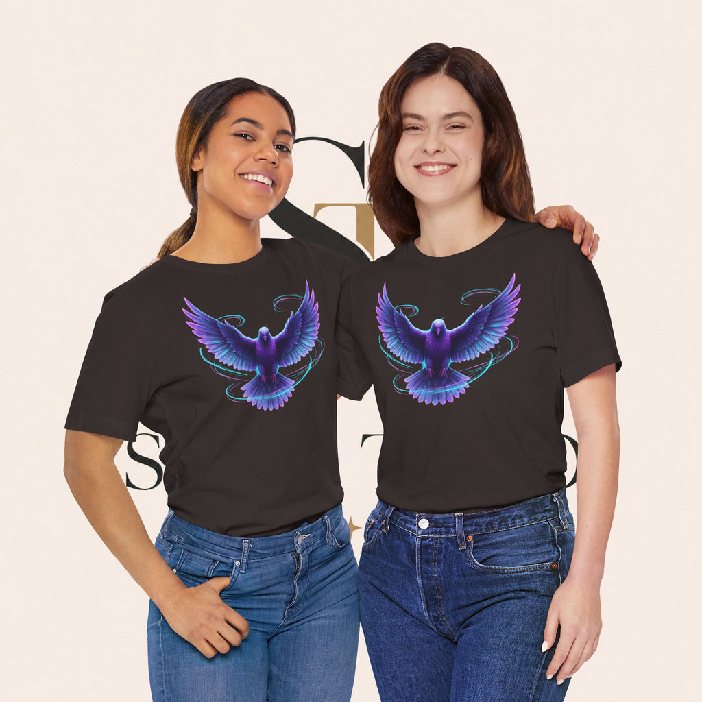 Mystic Raven Tee — Purple Glowing Dove Graphic T-Shirt