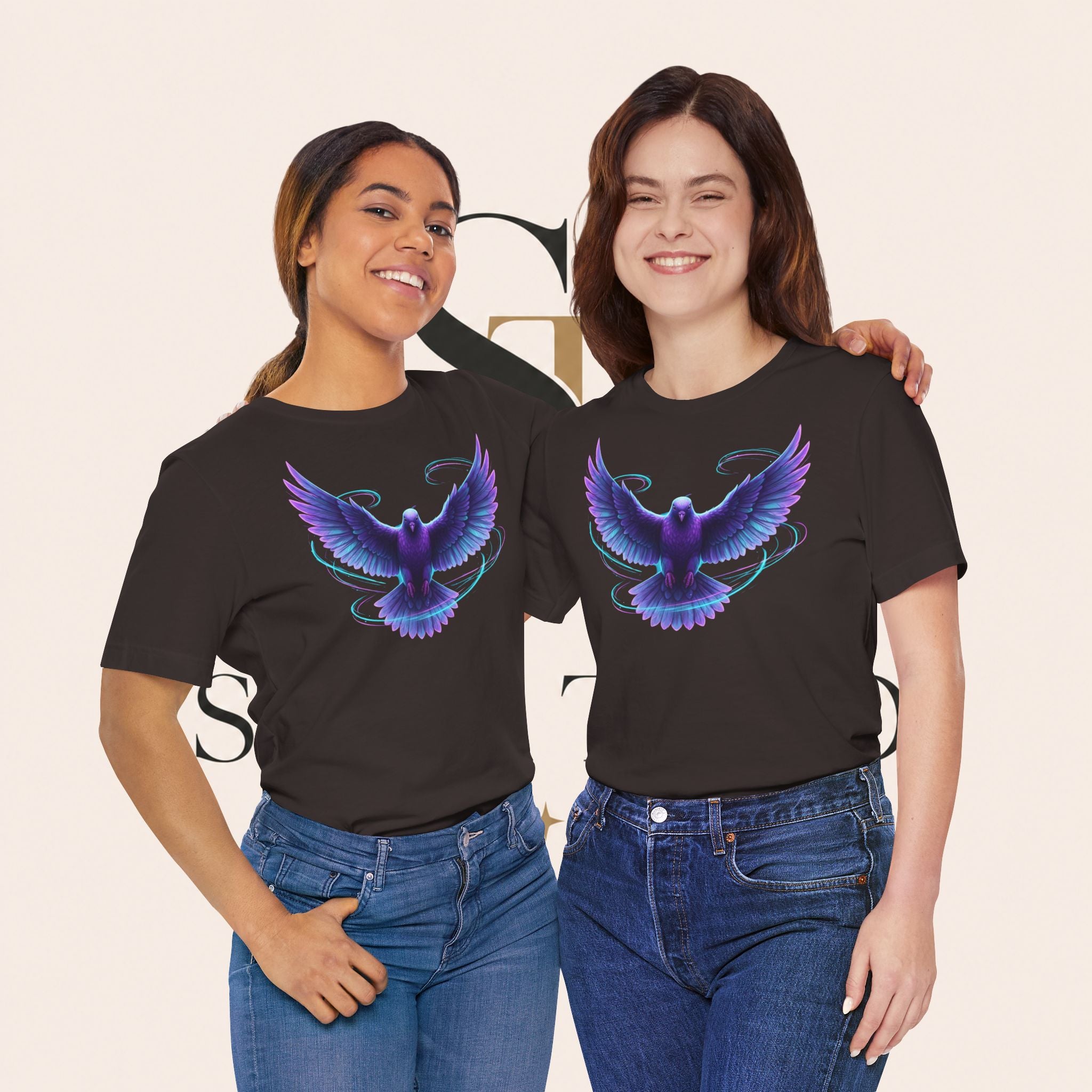 Mystic Raven Tee — Purple Glowing Dove Graphic T-Shirt