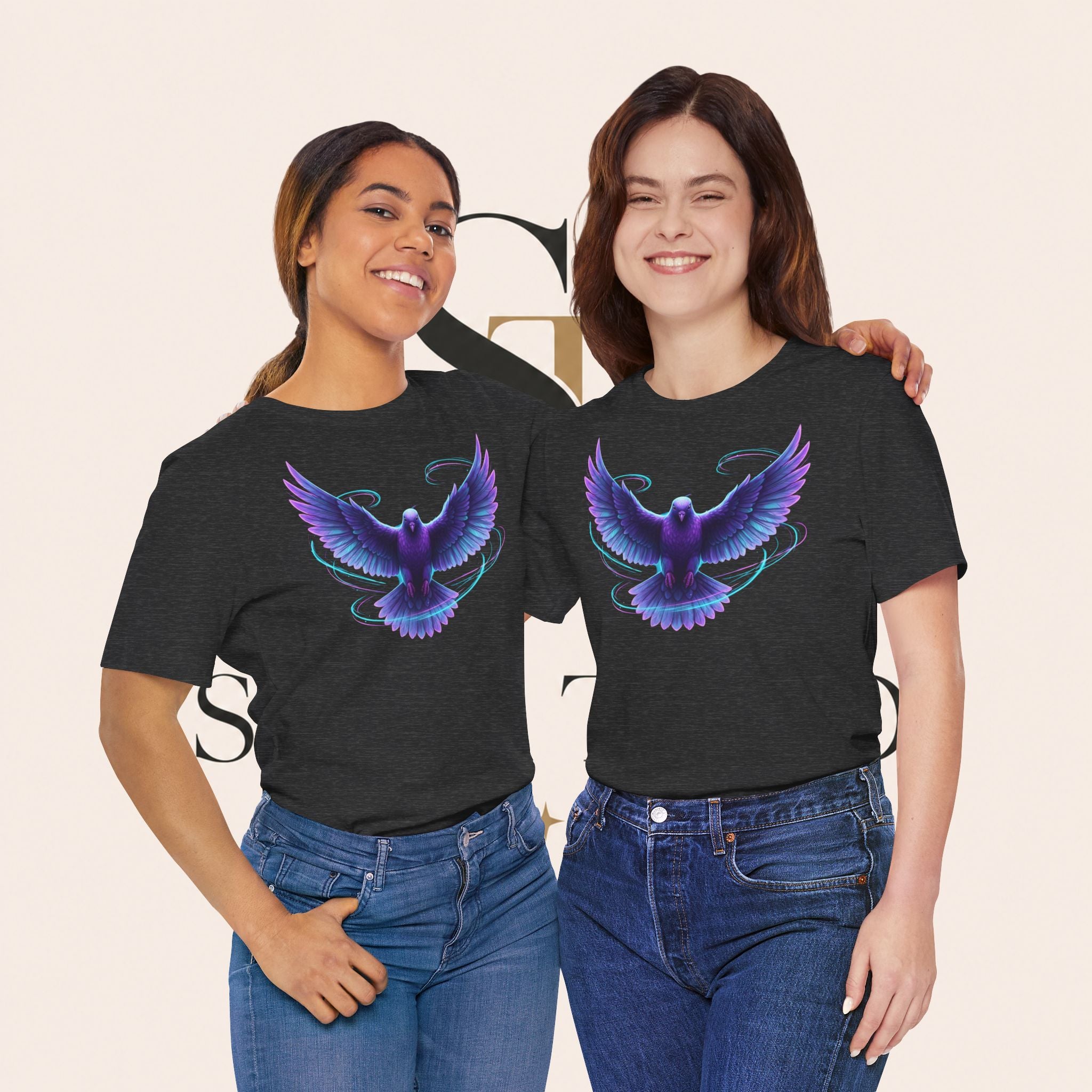 Mystic Raven Tee — Purple Glowing Dove Graphic T-Shirt