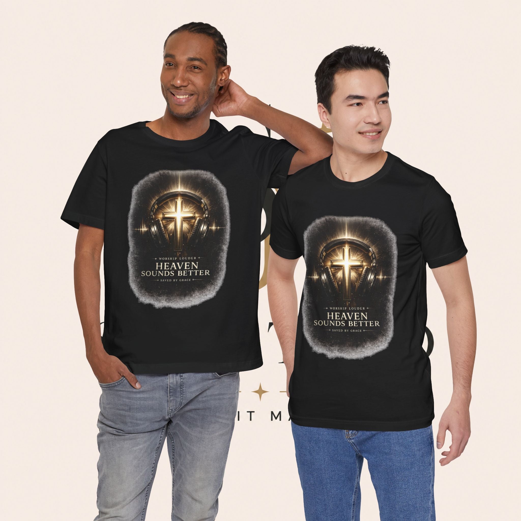 Youth Christian T‑Shirt - "Heaven Sounds Better" Cross Headphones Graphic Tee