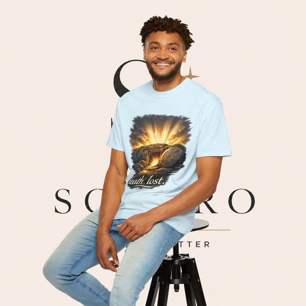 T-Shirt — Sunrise Tomb Graphic ‘death, lost.’ Memorial Tee