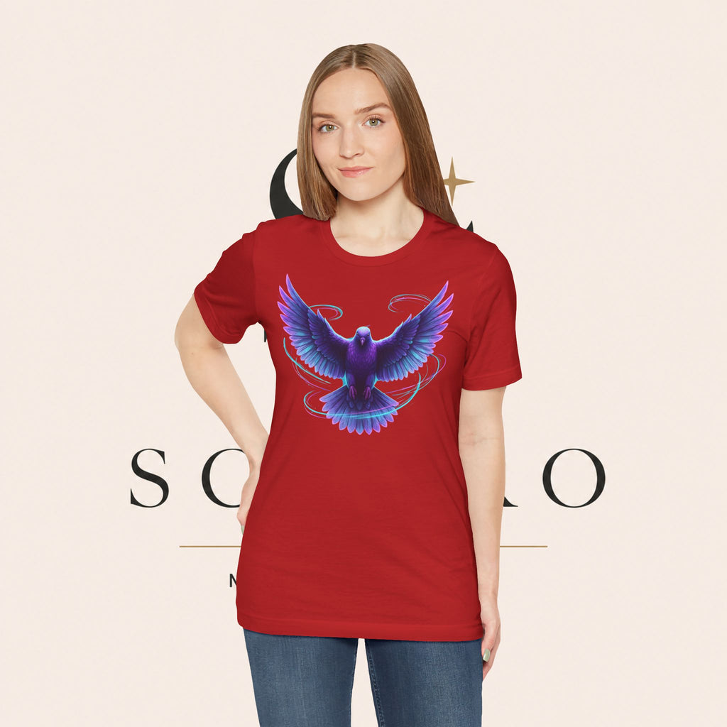 Mystic Raven Tee — Purple Glowing Dove Graphic T-Shirt
