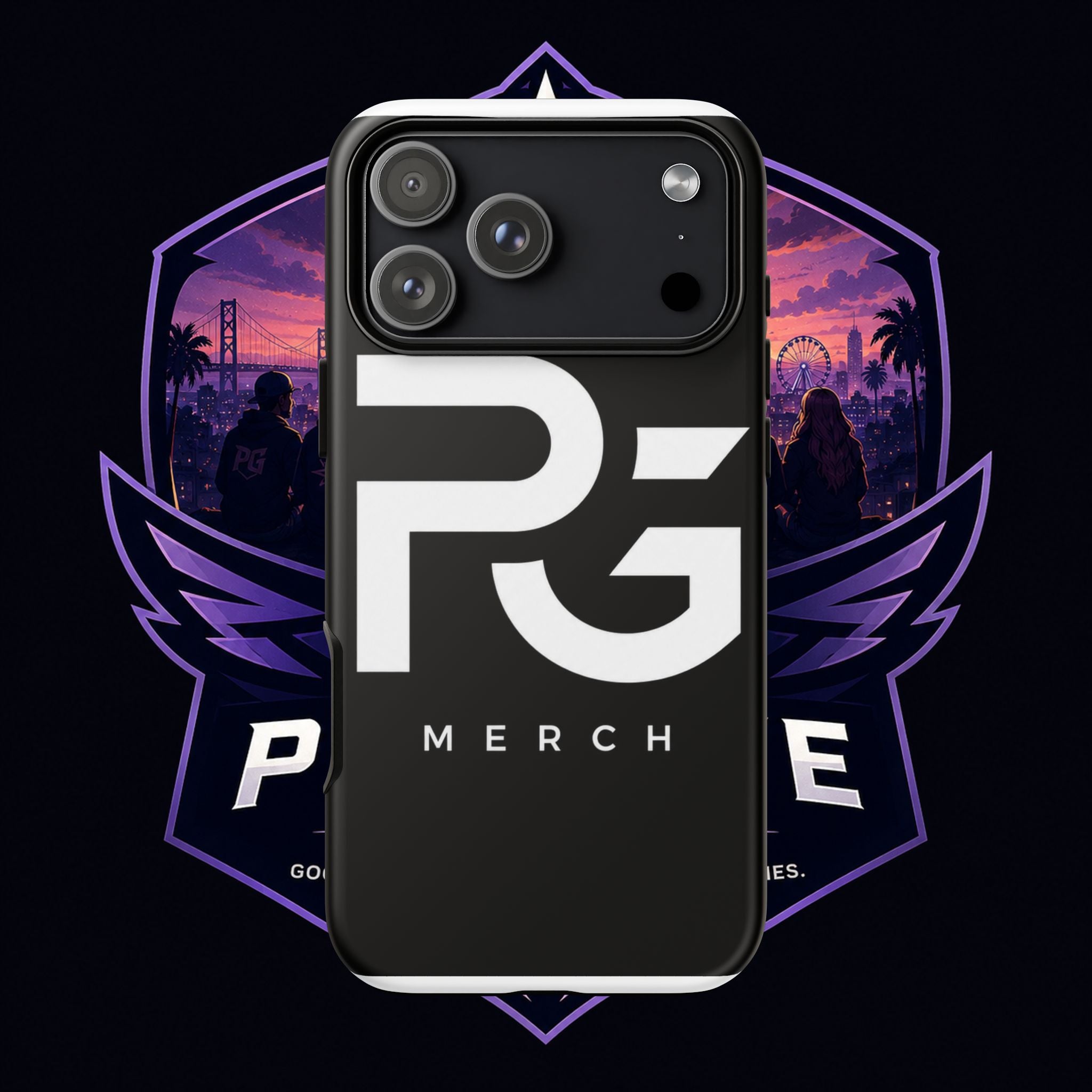 PG CUSTOMIZED RG Merch Tough Phone Case – Black Protective Phone Cover with Bold Logo