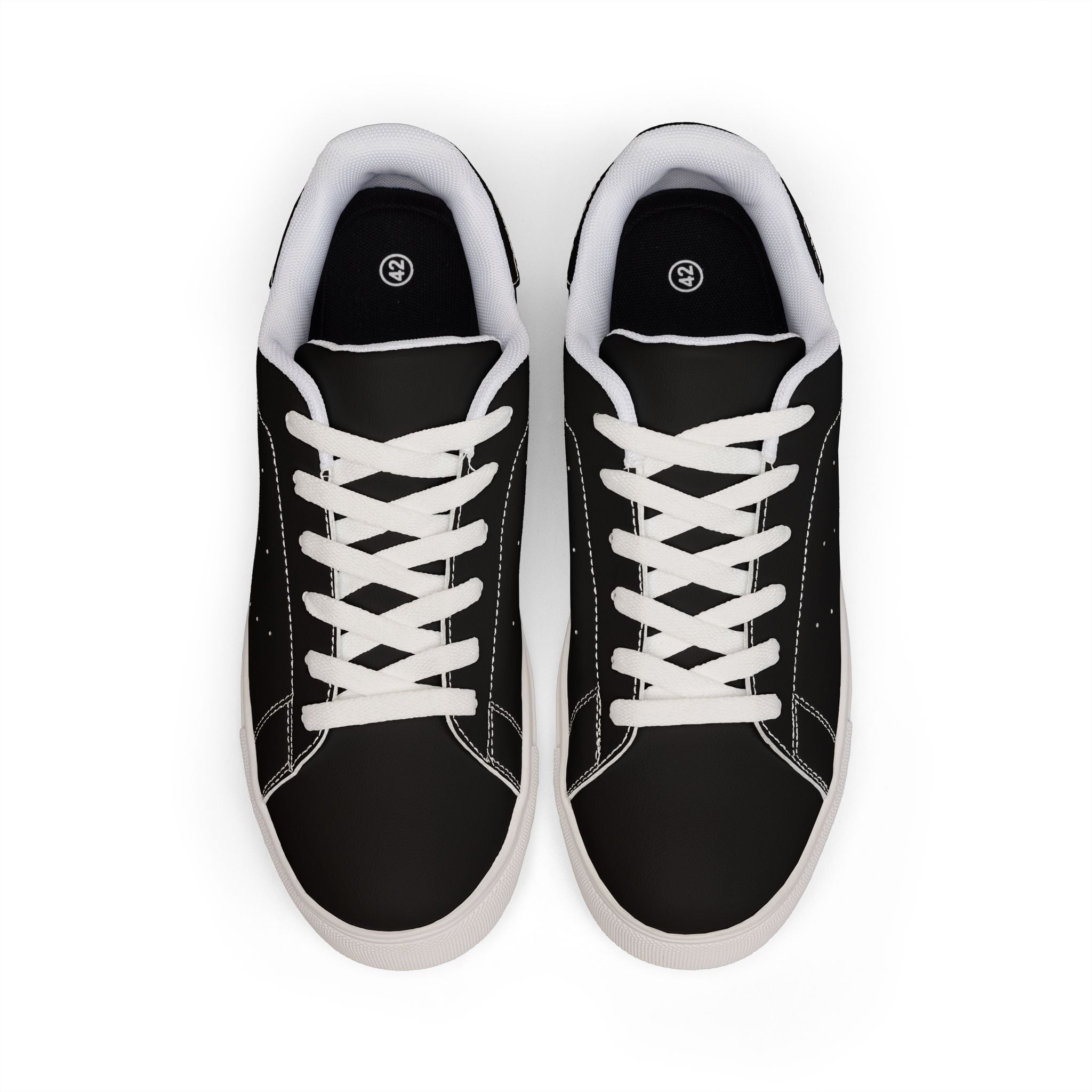 Men's Low-Top Leather Sneakers — Classic Black Casual Trainers
