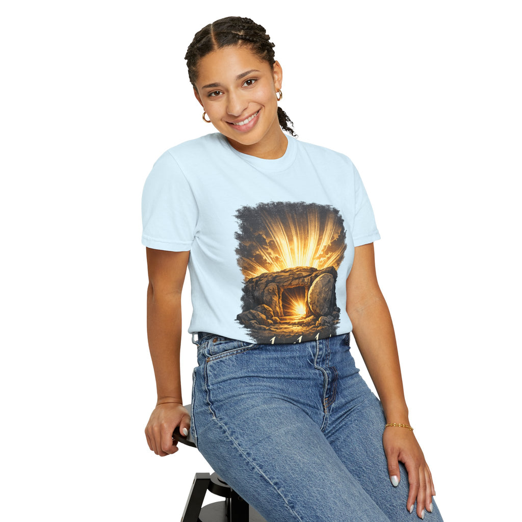 T-Shirt — Sunrise Tomb Graphic ‘death, lost.’ Memorial Tee