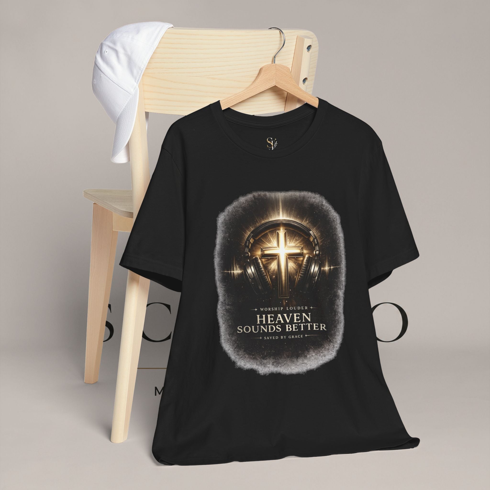Youth Christian T‑Shirt - "Heaven Sounds Better" Cross Headphones Graphic Tee