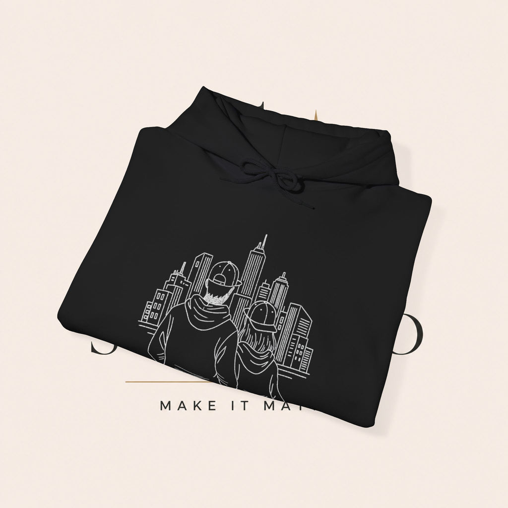 City Couples Hoodie — Matching Skyline Couple Sweatshirt