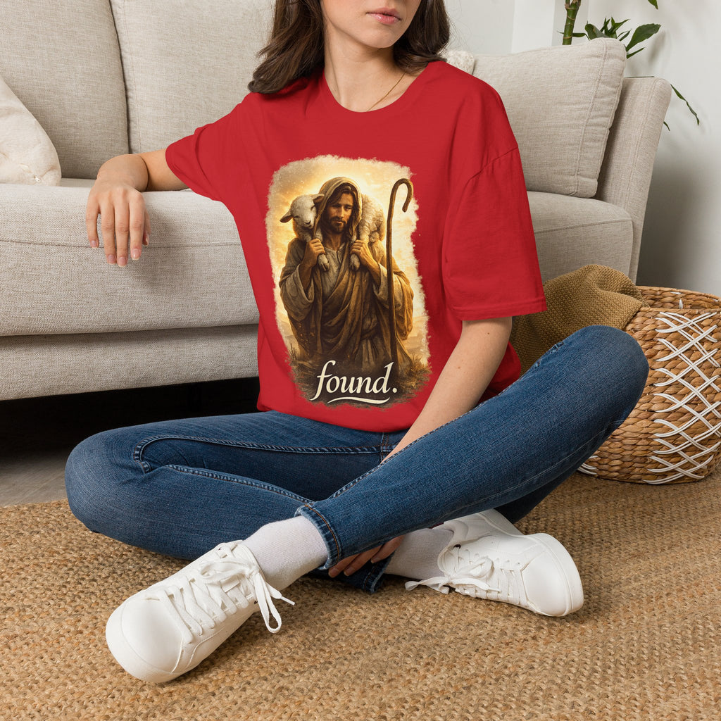 Jesus the Good Shepherd T-Shirt — 'Found.' Christian Faith Tee