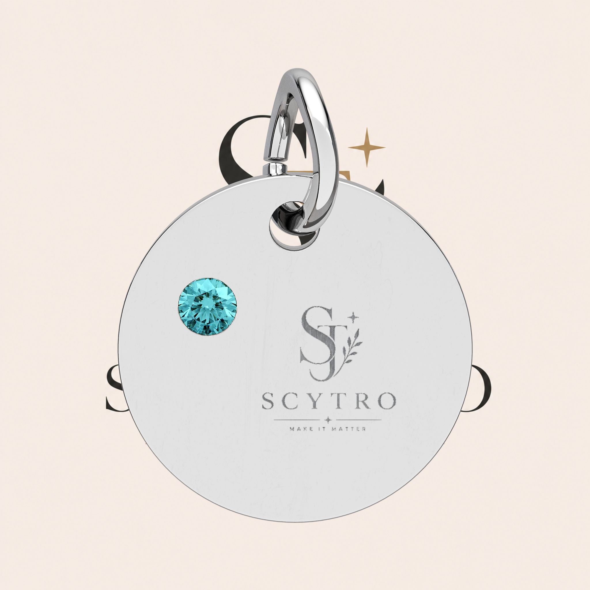 Engravable Birthstone Circle Charm
