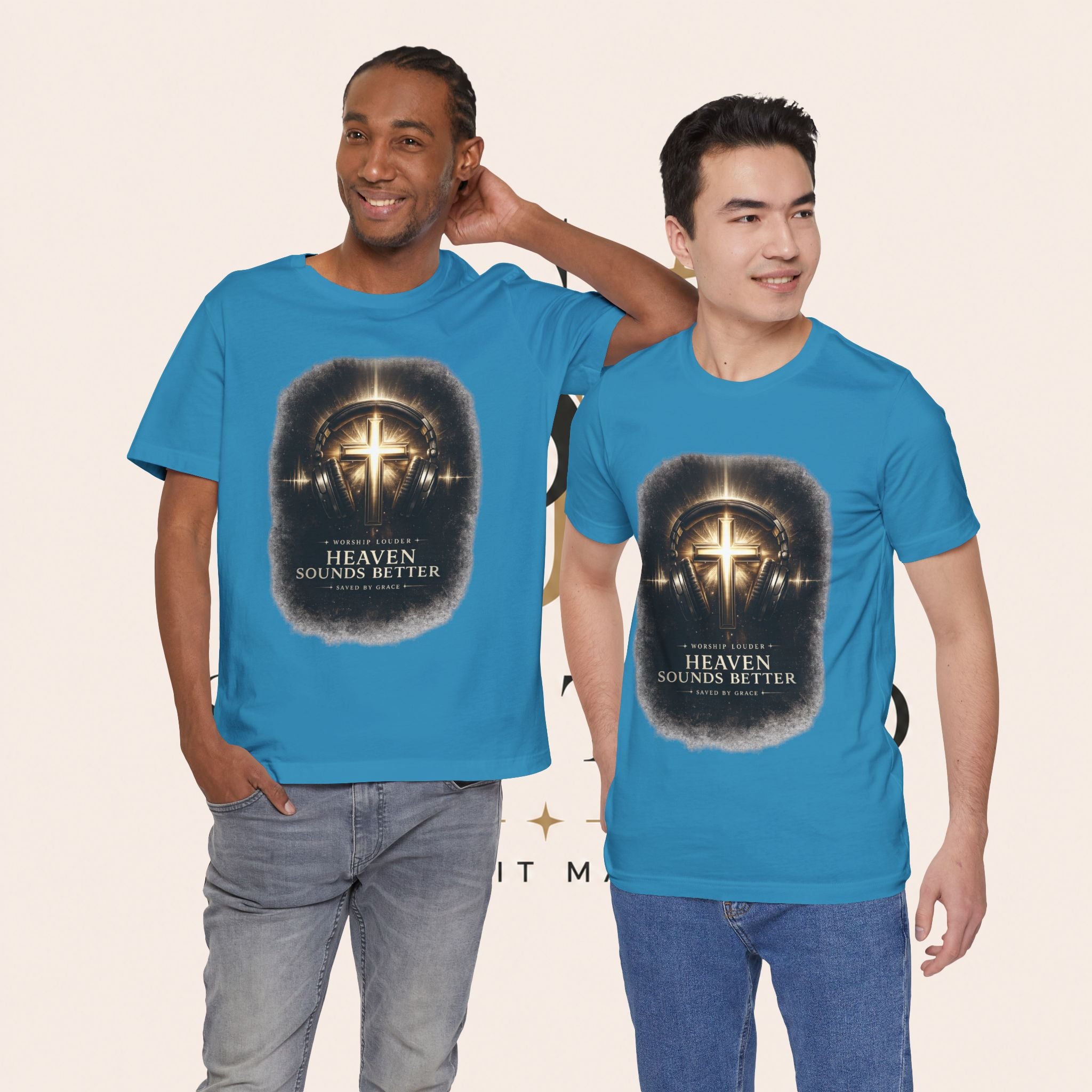 Youth Christian T‑Shirt - "Heaven Sounds Better" Cross Headphones Graphic Tee