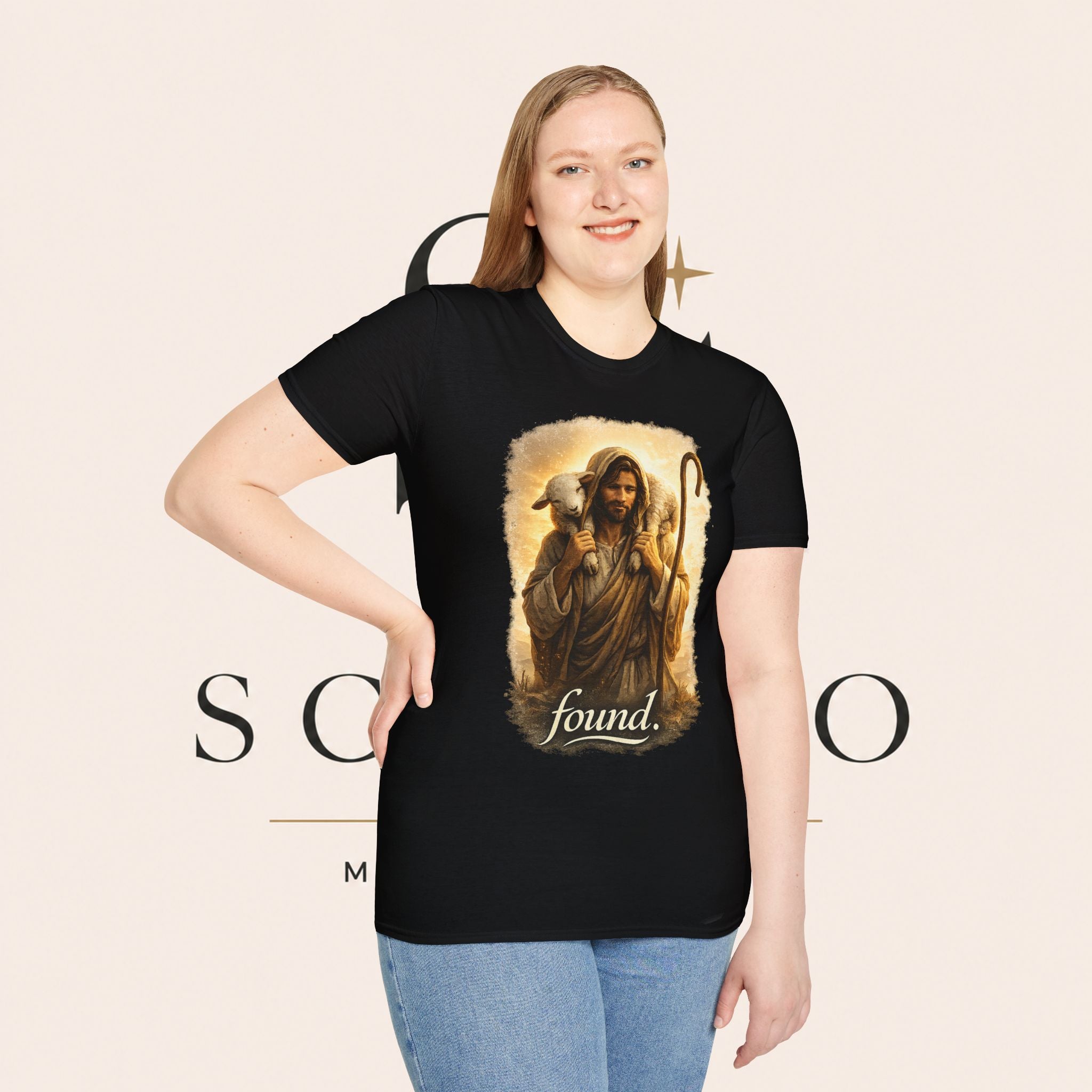 Jesus the Good Shepherd T-Shirt — 'Found.' Christian Faith Tee