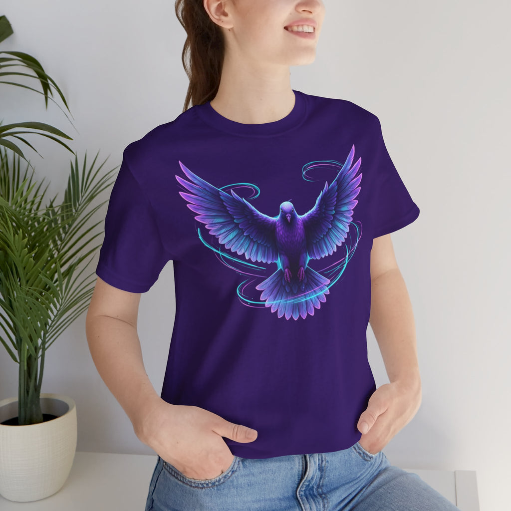 Mystic Raven Tee — Purple Glowing Dove Graphic T-Shirt