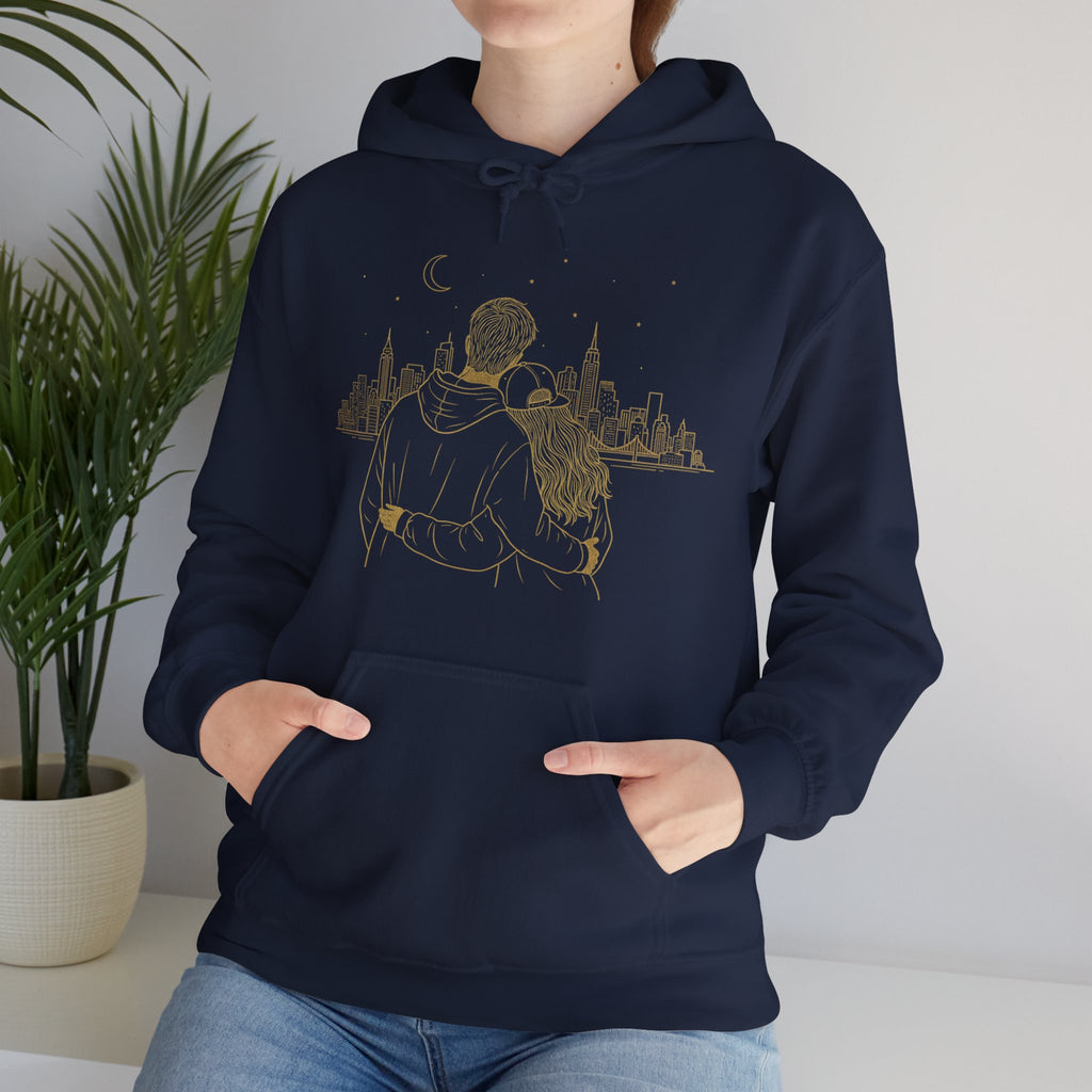 Couple Silhouette Hoodie – Romantic Cityscape 'Together' Pullover