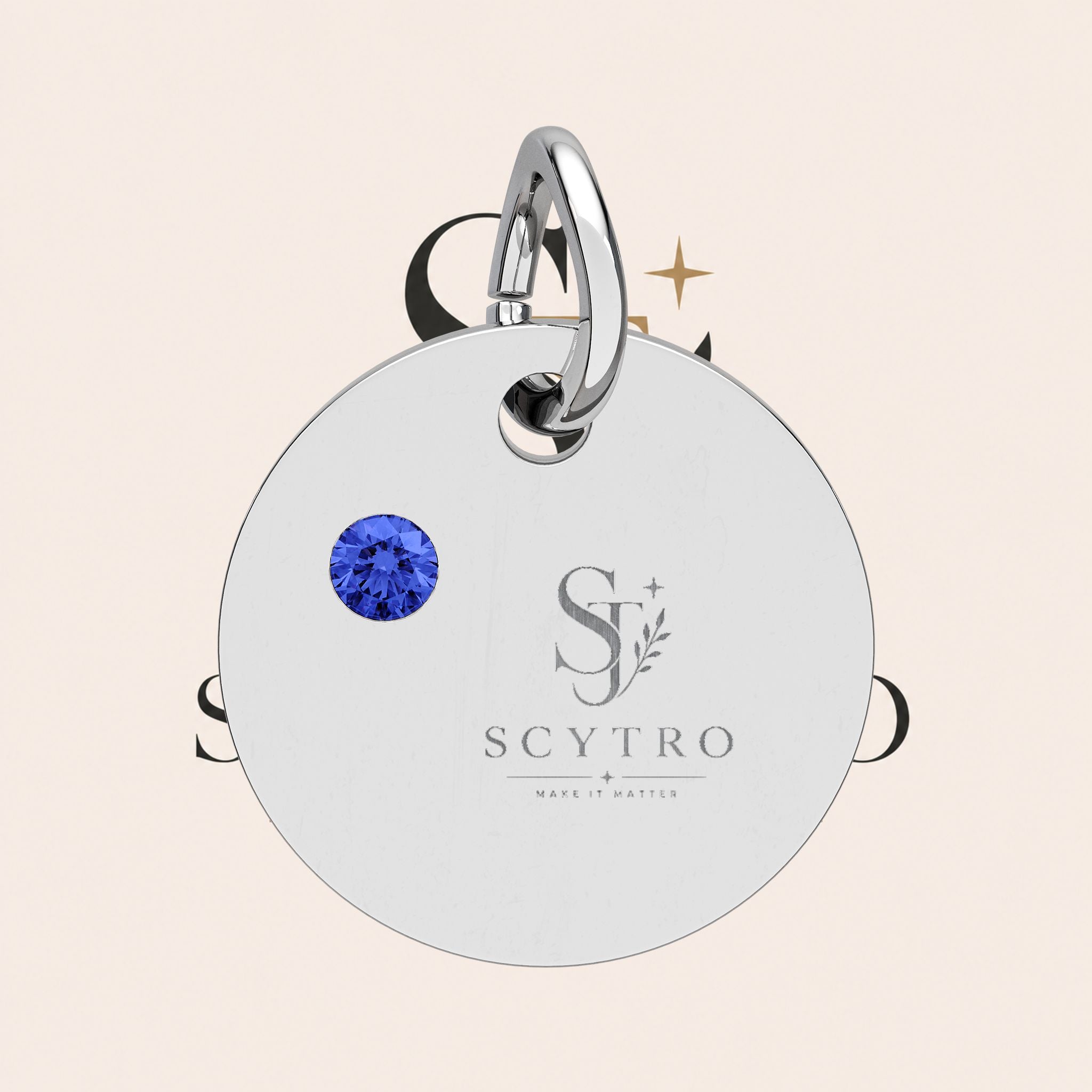 Engravable Birthstone Circle Charm