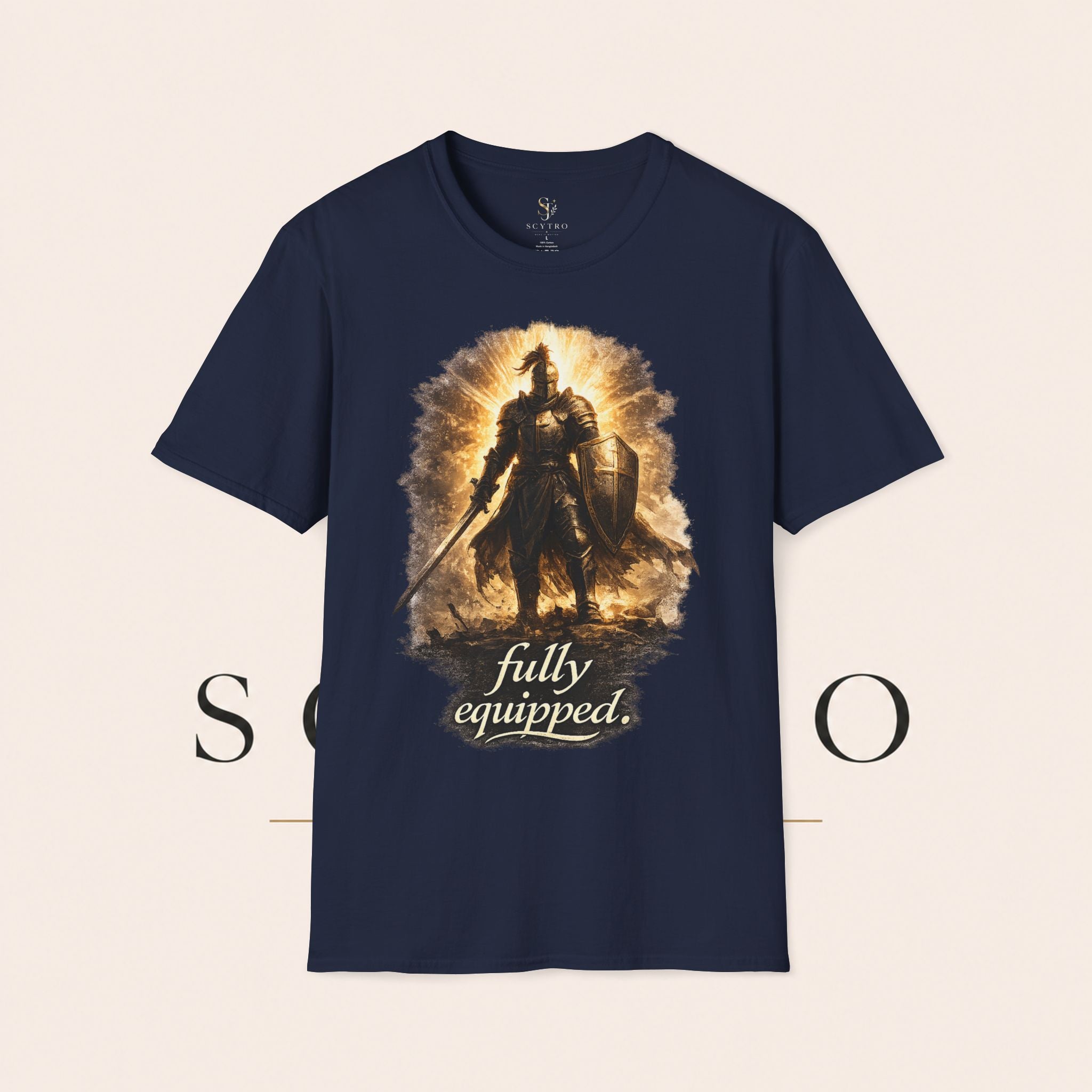 Knight Graphic T-Shirt — 'Fully Equipped' Medieval Armor Gamer Tee