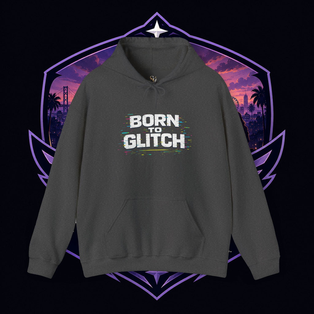 Born Glitch Hoodie — Retro Cyberpunk Vaporwave Graphic Sweatshirt