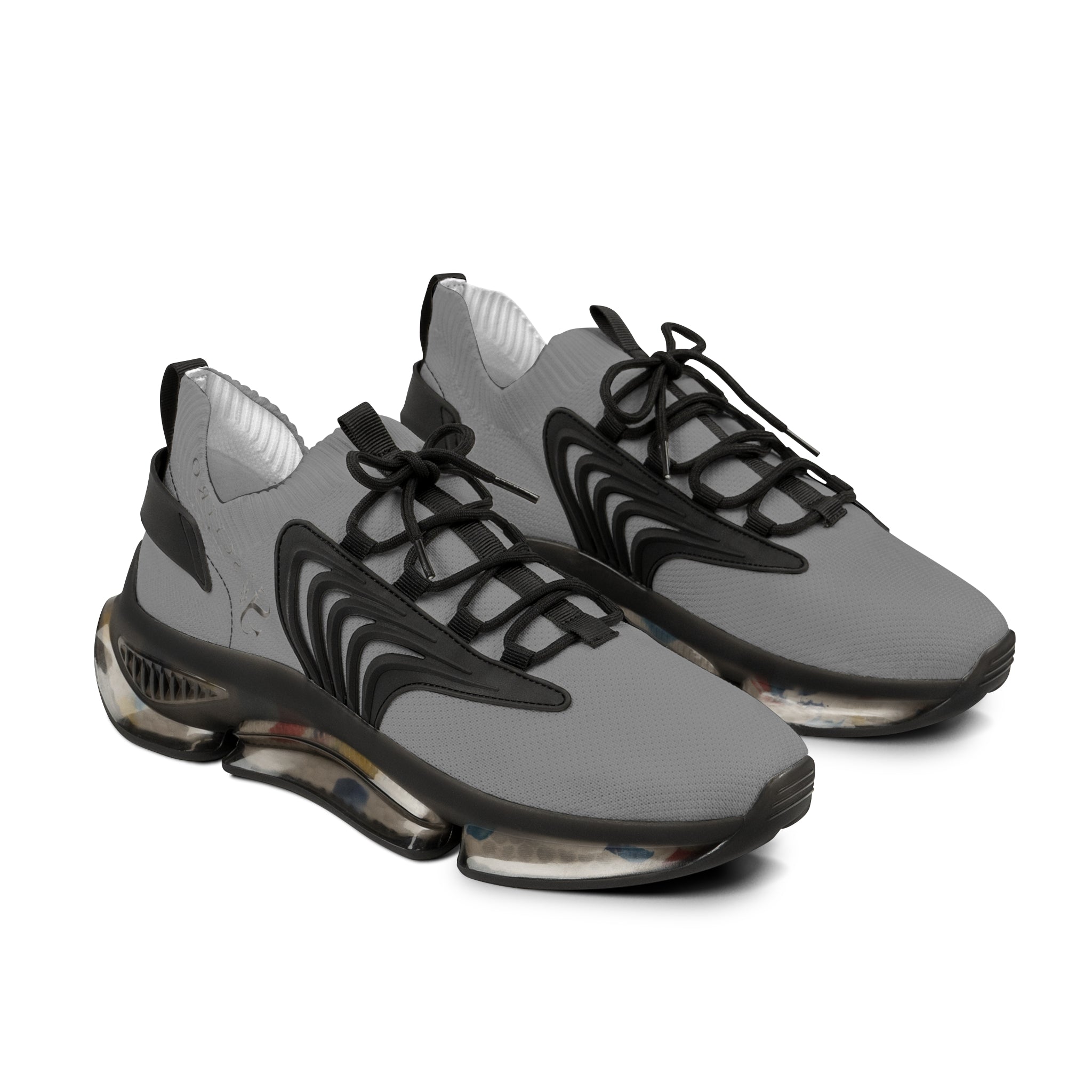 Men's Grey Mesh Sneakers — Lightweight Athletic Running Shoes with Cushioned Speckled Sole