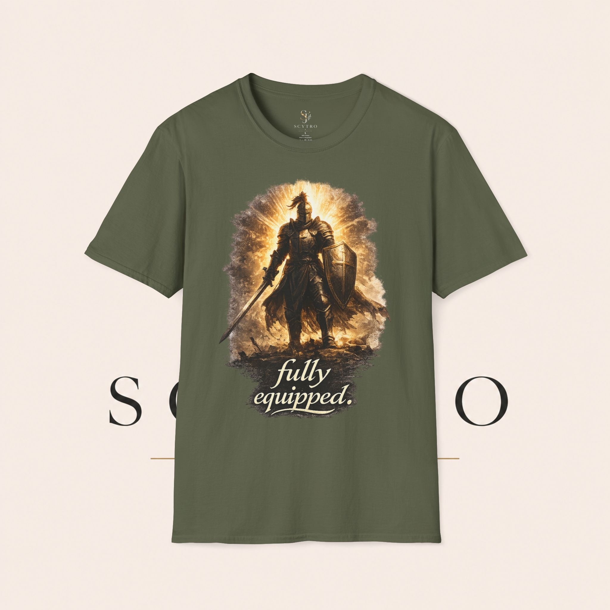 Knight Graphic T-Shirt — 'Fully Equipped' Medieval Armor Gamer Tee
