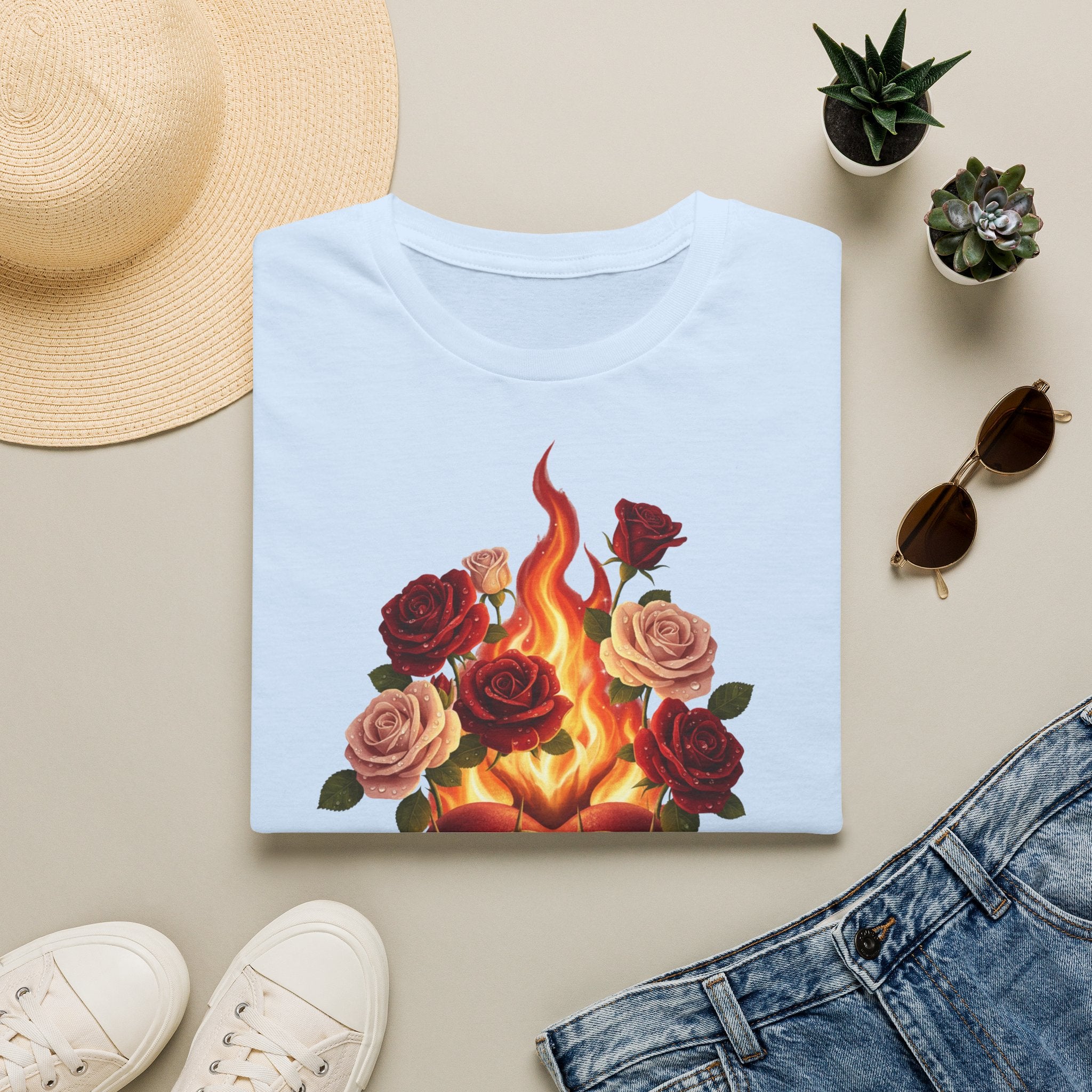 Flaming Heart & Roses T-Shirt